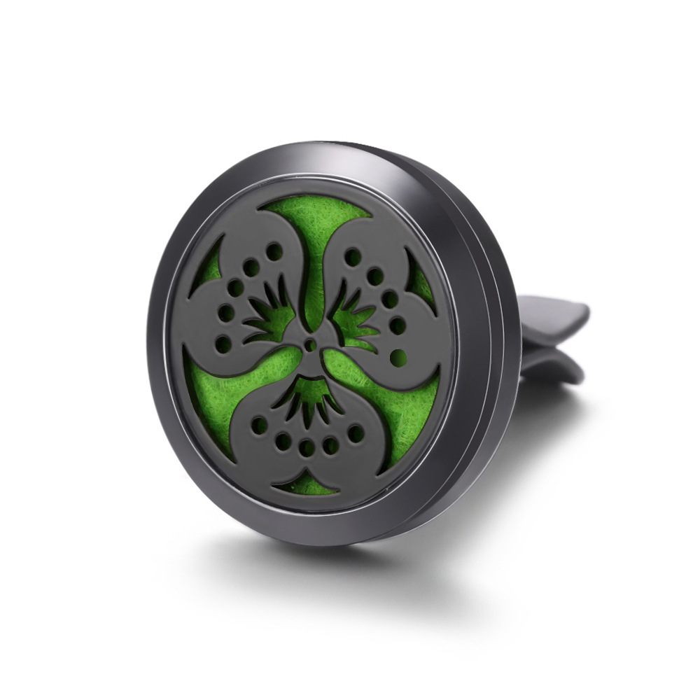 pistola de acero inoxidable negro hueco coche ventilación abrazadera de automóvil perfume árbol de vida automóvil perfume caja de difusión de perfume