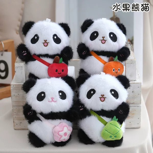 New Fruit Panda Pendant Arcade Machine Doll Plush Toy Fruit Panda Keychain Pendant Ornaments