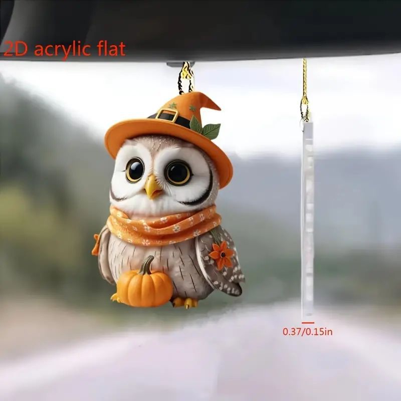 2D nuevo lindo colgante búho plano transfronterizo automóvil espejo retrovisor interior decoración colgante mochila colgante image 1
