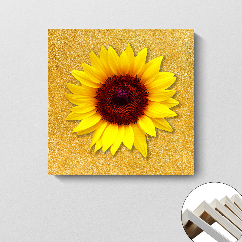 Pintura decorativa coreana girasol Sala de estar moderna y simple flores de sol colgando pintura mural del dormitorio del restaurante pintura cuadrada sin marco