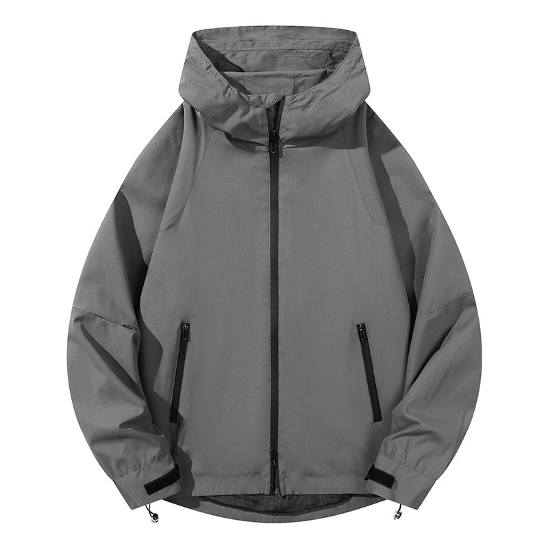 Custom Logo Softshell Jacket for Men, Autumn and Winter Waterproof Windproof Hooded Coat, Japanese Hong Kong Style Solid Color Jacket