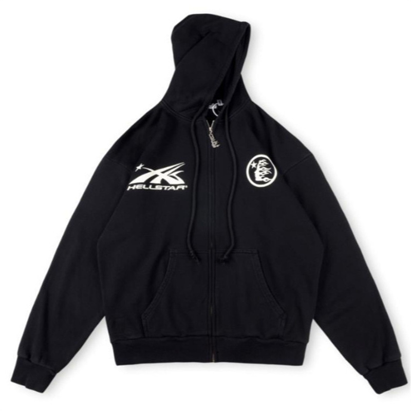 新欧潮牌Hellstar Studios Hoodie拉链洗水做旧连帽卫衣男女同款|undefined
