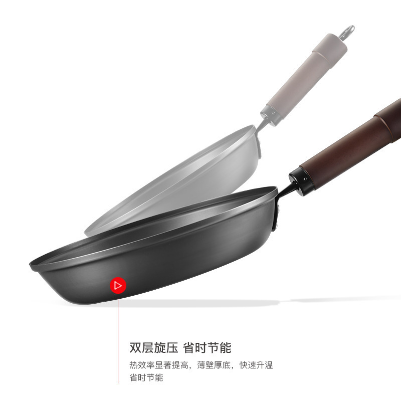 跨境西式精铁窒化平底锅家用不粘无涂层牛排煎锅加厚圆形牛排锅|undefined