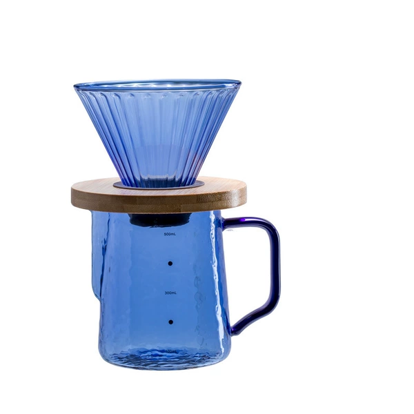 With a forged pattern blue coffee pot, set