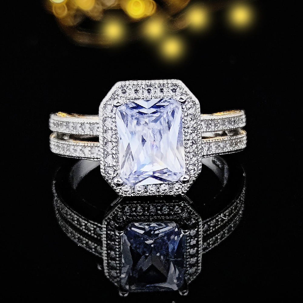 Fashion Geometric Copper Inlay Zircon Rings Earrings