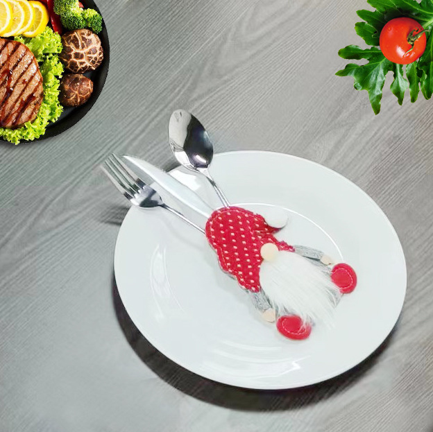 Transfronterizos nuevos artículos de decoración de Navidad enano cuchillo y tenedor cubierta sin cara viejo cuchillo y tenedor bolsas Rudolph cubierta de cubierta