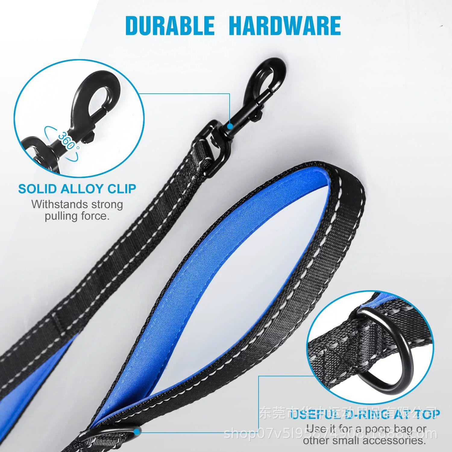 Double-Layer Dog Leash, Dual Traction Rope, Multi-Color, Lengths 1.2–2.0 m, 2.5 cm wide