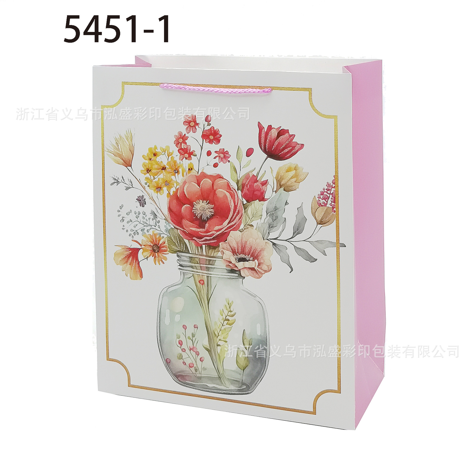 跨境繁花礼品袋高级感花色手提纸袋包装袋节日送礼礼物袋服装袋