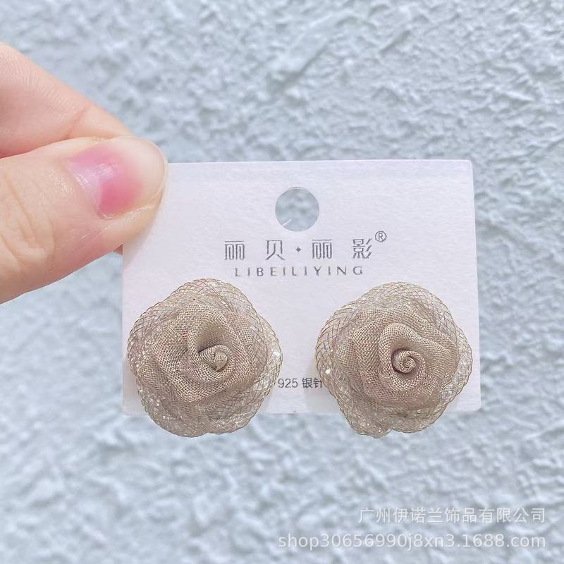 丽银/丽贝丽影蔷薇花耳环项链女仙气森系小众设计感新娘宴会饰品|undefined