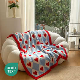 甜美风爱心居家卧室盖毯 客厅沙发装饰毯披肩 办公午休毯