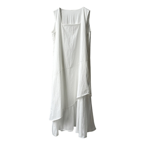 Yan Shuang Asymmetrical Hem Patchwork Backless Dress 2025 Summer Simple Elegant Casual Long Dress 5987
