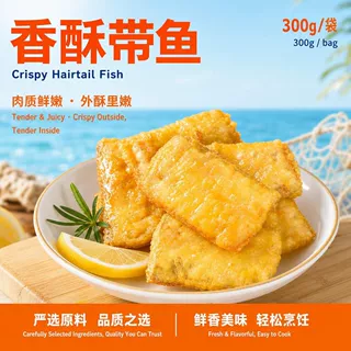 定制东矶岛香酥带鱼油炸半成品冷冻带鱼零食空气炸锅鱼干批发