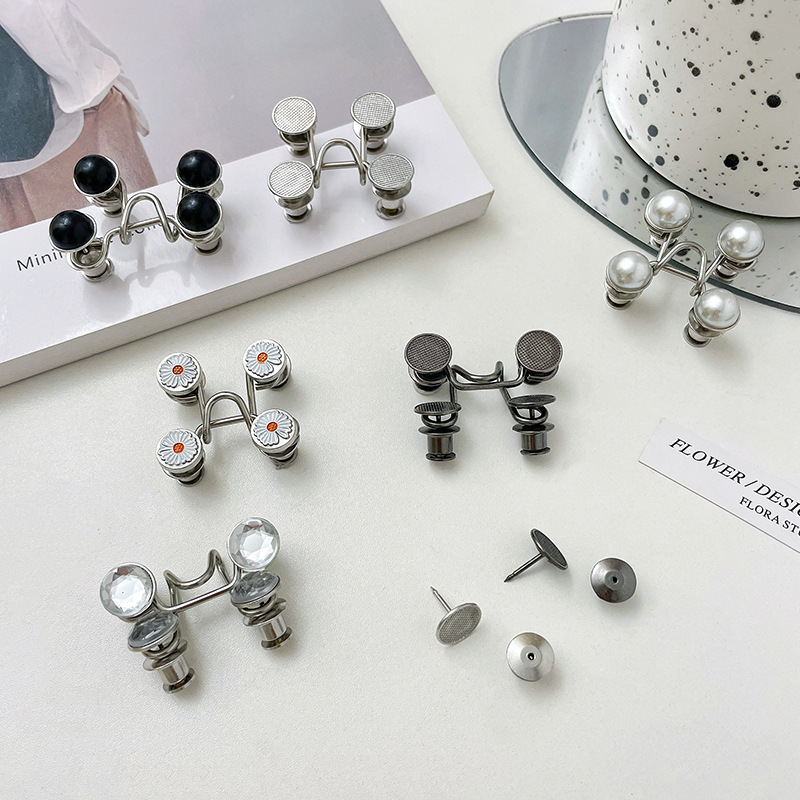 Pantalones cintura hebilla moda cintura corrección artefacto femenino anti-exposición broche de alto grado ajustable desmontable botón oculto hebilla