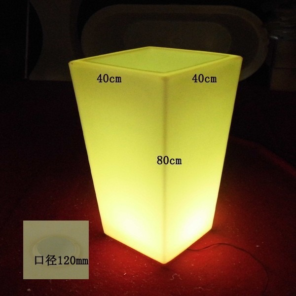 Fábrica directa LED iluminante creativo cuadrado contenedor de maceta rotomoldado RGB color completo moda iluminante decoración maceta de flores
