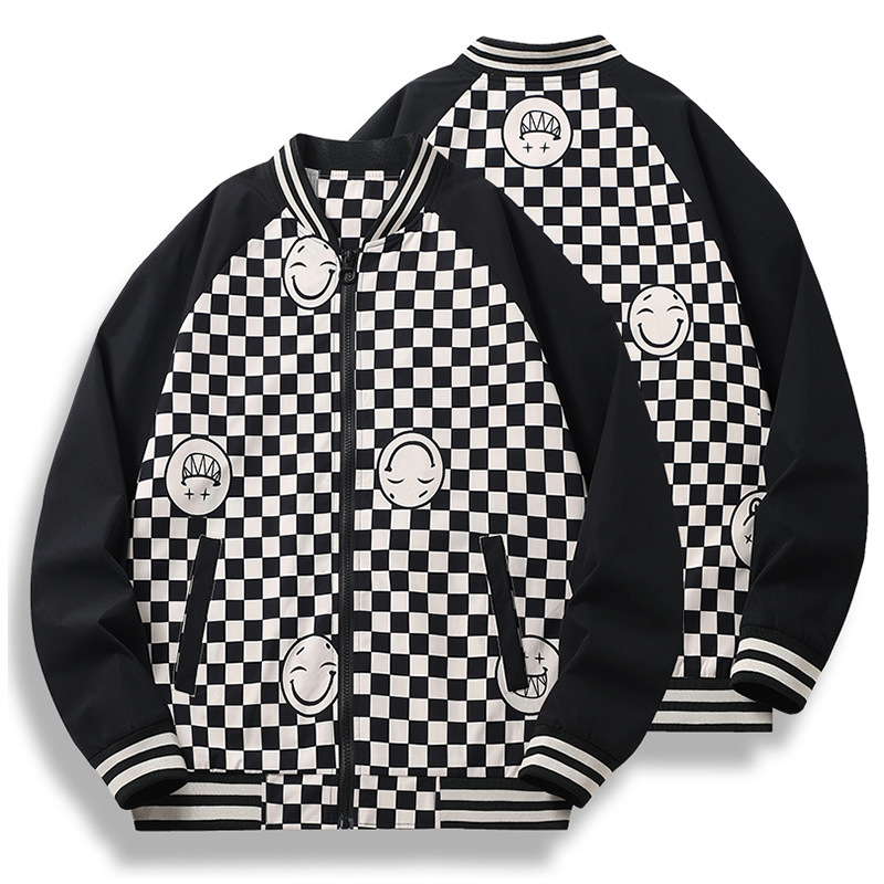 2024 primavera y otoño chaqueta impresa delgada de estilo de hombre cuello de moda chaqueta casual de hombre chaqueta suelta al por mayor