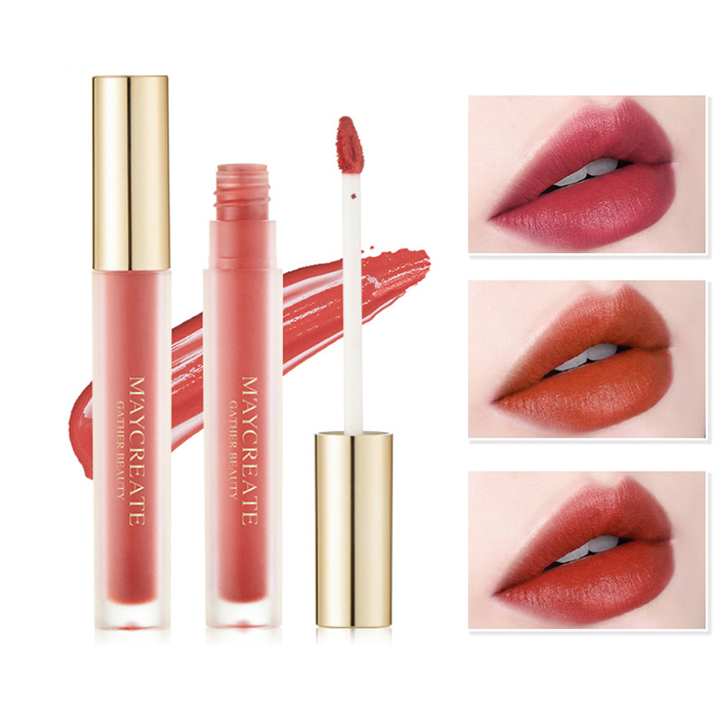 健美创研 丝绒哑光唇釉雾面唇彩彩妆口红不易掉色平价国货1件代发