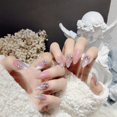 C169 Crystal Stone Pile Drill Long-Style Influencer-Approved Handmade Crystal Small Diamond Decorative Wearable Detachable Nail Stickers – Ready-Made Product