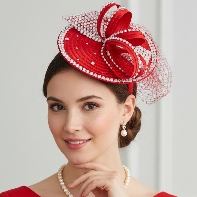 European and American Cross-Border New Diamond-Encrusted Headwear Retro Bridal Ball Performance Head Flower Covering Small Hat Stage Headwear