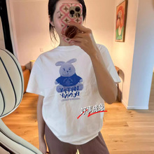 clotty team韩国小众潮牌樱桃邦尼兔子卡通短袖T恤宽松上衣女学生