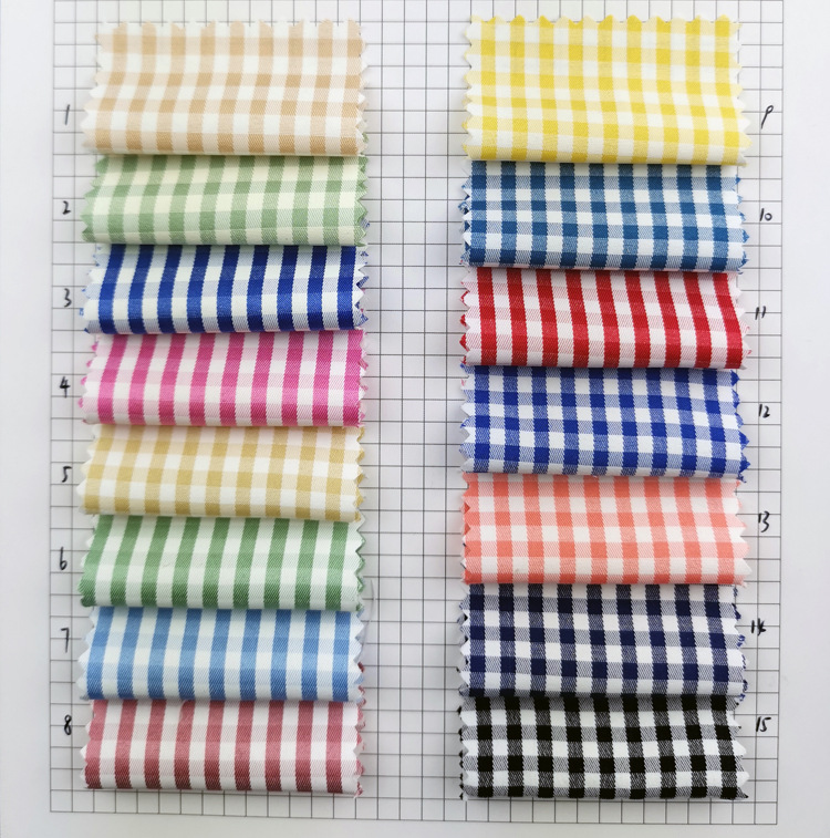 涤纶格子布2023年新款春夏款男士女童上衣衬衫裙子服装面料