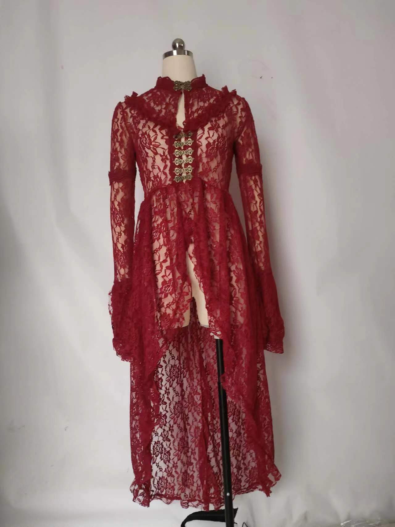 Abito medievale in pizzo per donna elegante costume da cerimonia_voghion.com