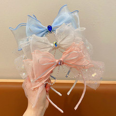 兒童發箍女童珍珠流蘇頭箍小女孩超仙生日髮飾蕾絲蝴蝶結髮卡頭飾