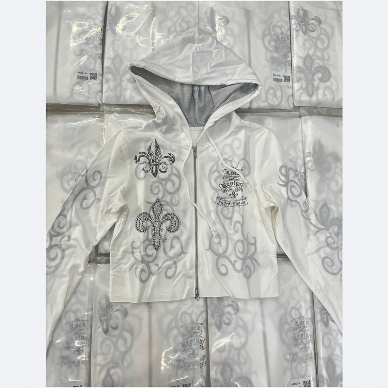 26Ss Nanyou Haute Couture/Boutique Niche Jdl Rivet Beaded Print American Style Jacket and Sweatpants Set for Women 26Ss Nanyou Haute Couture/Boutique Niche Jdl Rivet Beaded Print American Style Jacket and Sweatpants Set for Women