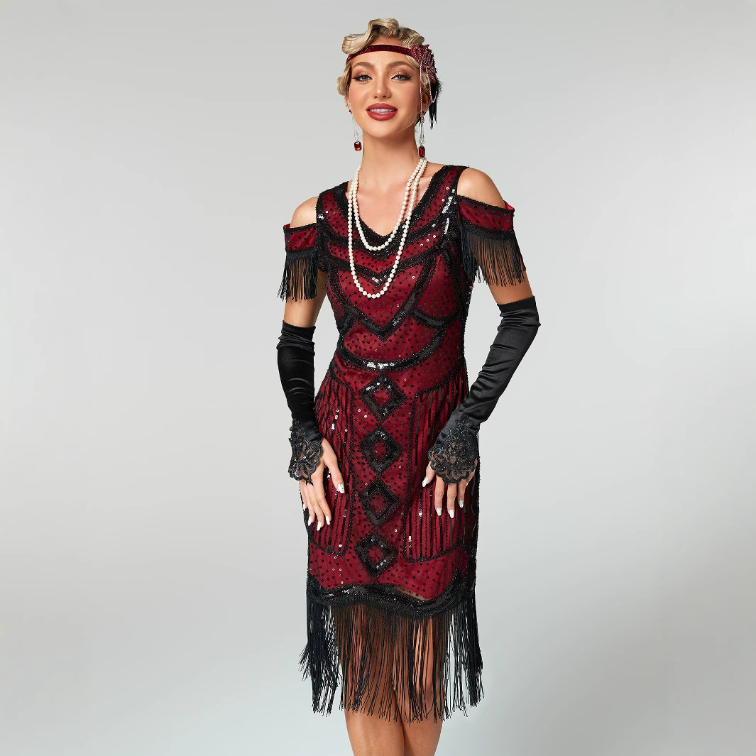 Customized European and American Retro Dresses for Parties, Banquets, Dance Dresses, Tassel Dresses, Beaded Toast Dresses, Evening Gowns, Light Luxury