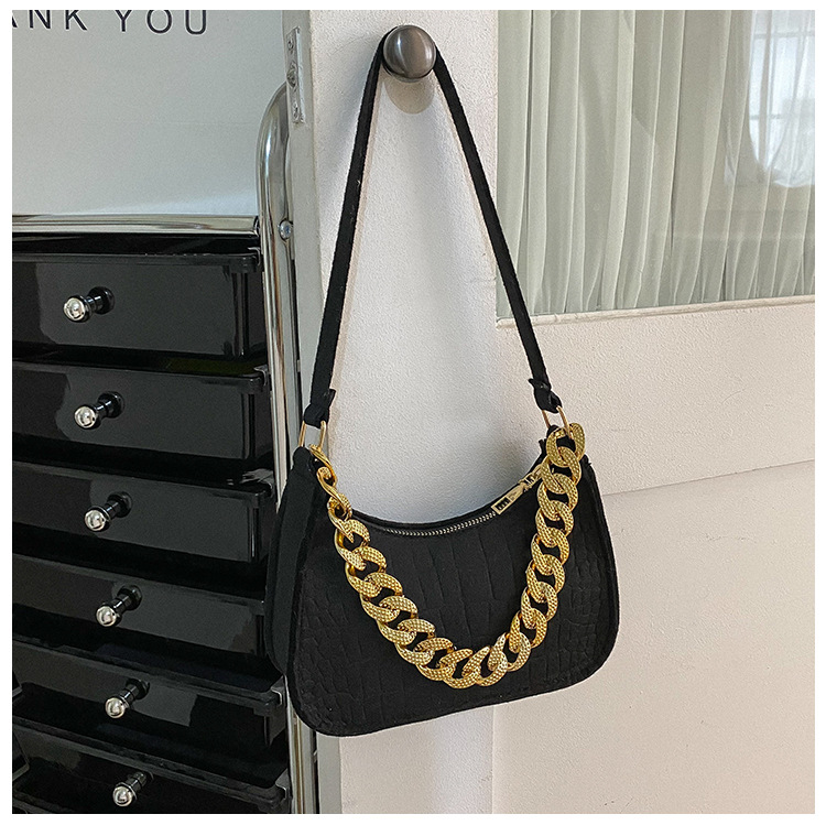 Nuevo color sólido serpentina bolsa de cadena bolso de las mujeres 2024 Moda bolso de hombro elegante moda axila bolsa