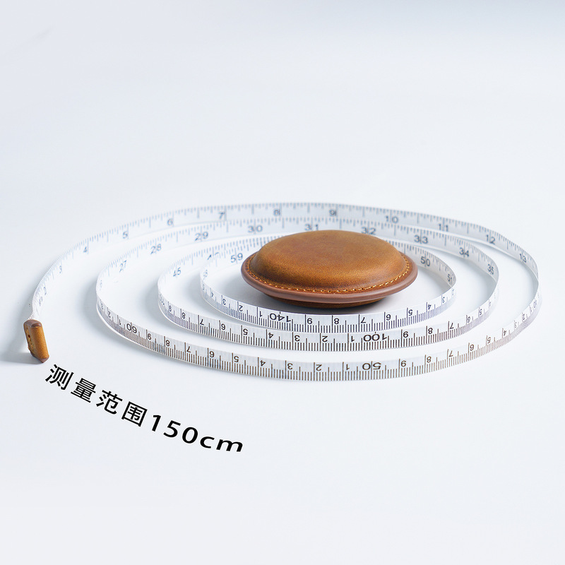 狂馬皮手作りミニ巻尺頭層牛革引き尺復古量衣巻尺真皮キーホルダー巻尺|undefined