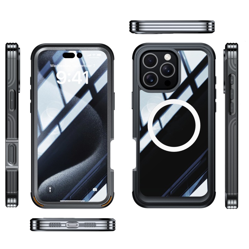 Aplicable a Apple 16 funda transparente de tres pruebas para teléfono móvil magsafe imán iPhone16ProMax funda anticaídas para exteriores image 5