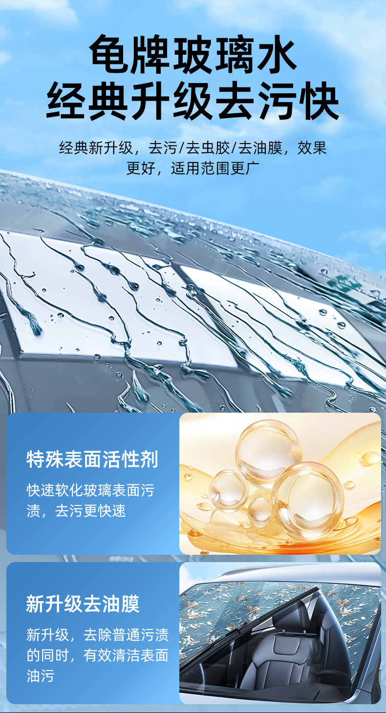 Turtle Brand Glass Cleaner Wholesale Car Windshield Wiper Fluid Summer All-Season Oil Film Remover Car Glass Cleaner