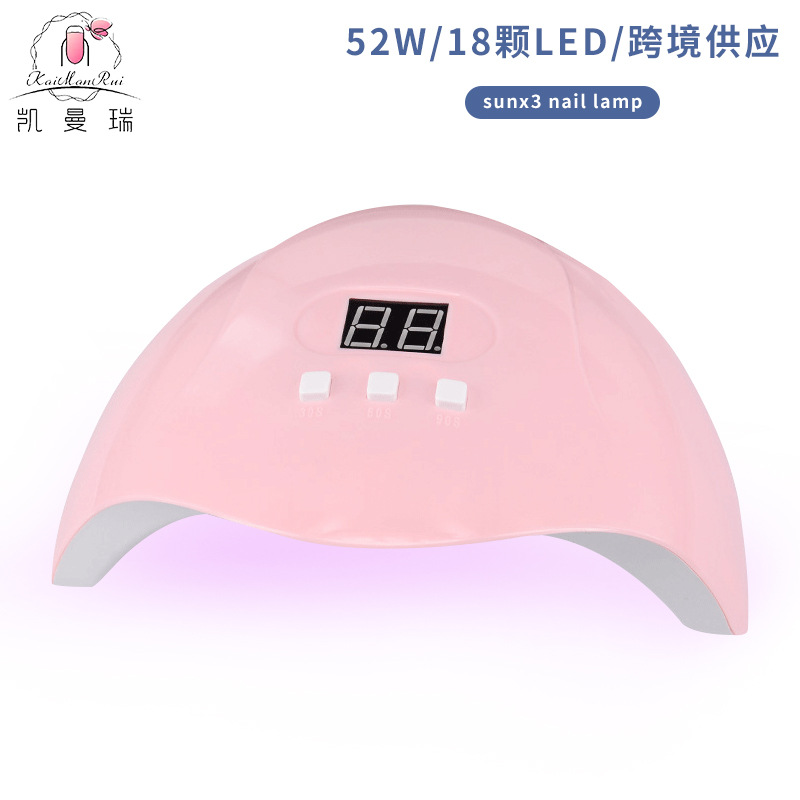 Lámpara de curado de uñas de 52W de doble fuente de luz para salón de uñas, lámpara de fototerapia inteligente para secado de uñas, venta al por mayor de fabricante, transfronteriza.