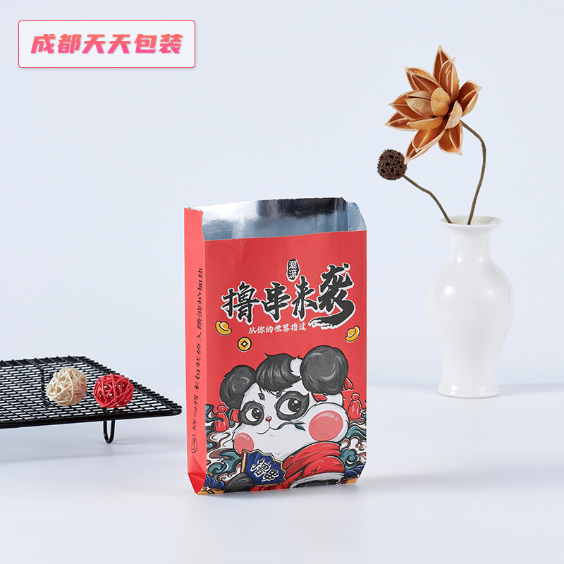 Bolsa de embalaje de barbacoa aislante bolsa de papel de estaño personalizada kebabs para llevar un solo uso chapa frita chapa de chapa