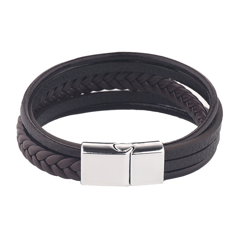 Pu Leather, Alloy Material Simple Style Streetwear Geometric Pu Leather Alloy Men's Bracelets