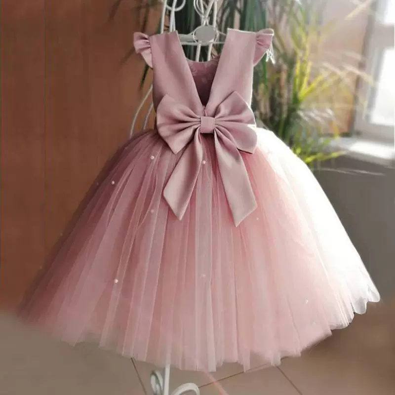 儿童婚纱晚礼服公主裙洋气演出女童蓬蓬裙夏婴儿周岁生日小孩裙子