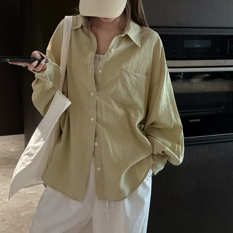 亚麻大版型设计感防晒衬衫女式宽松衬衣防紫外线夏季百搭外穿上衣