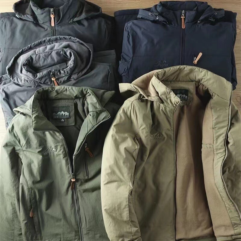 Cross-border Hot Selling Men's Outdoor Casual fleece-lined Thickened Workwear Jacket Windproof Waterproof Outdoor Mountaineering Suit Cross-border Hot Selling Men's Outdoor Casual fleece-lined Thickened Workwear Jacket Windproof Waterproof Outdoor Mountaineering Suit