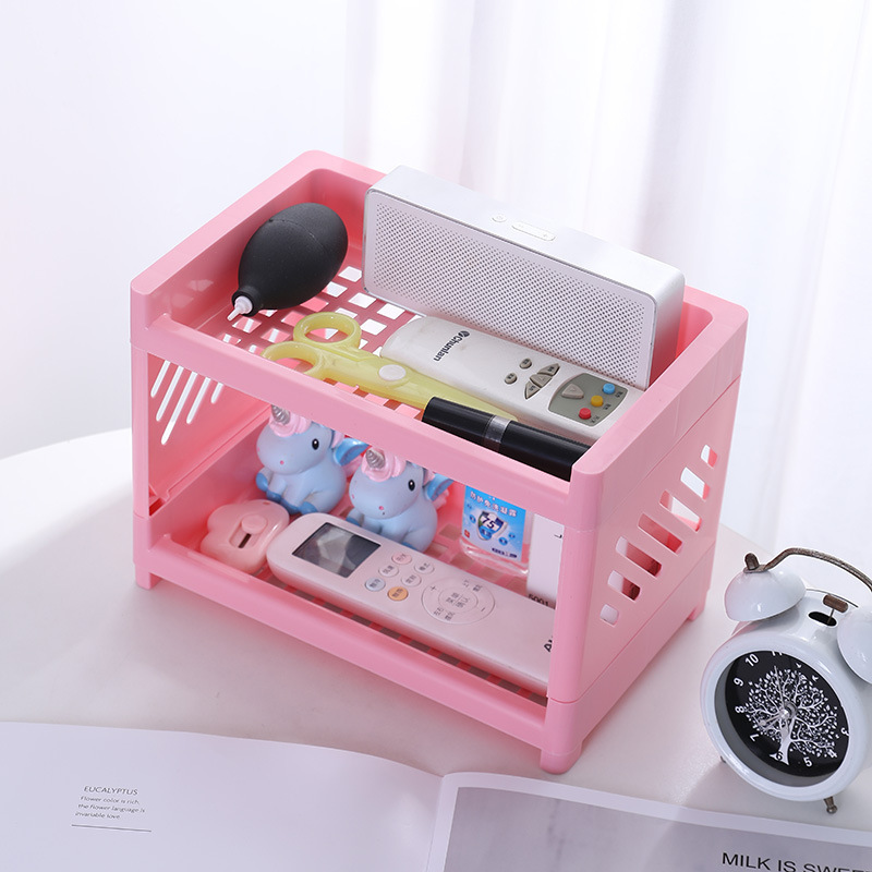 Estante de almacenamiento de doble capa de escritorio Estante de almacenamiento de plástico Estante de almacenamiento de cocina de oficina Estante de almacenamiento de baño Estante de almacenamiento simple