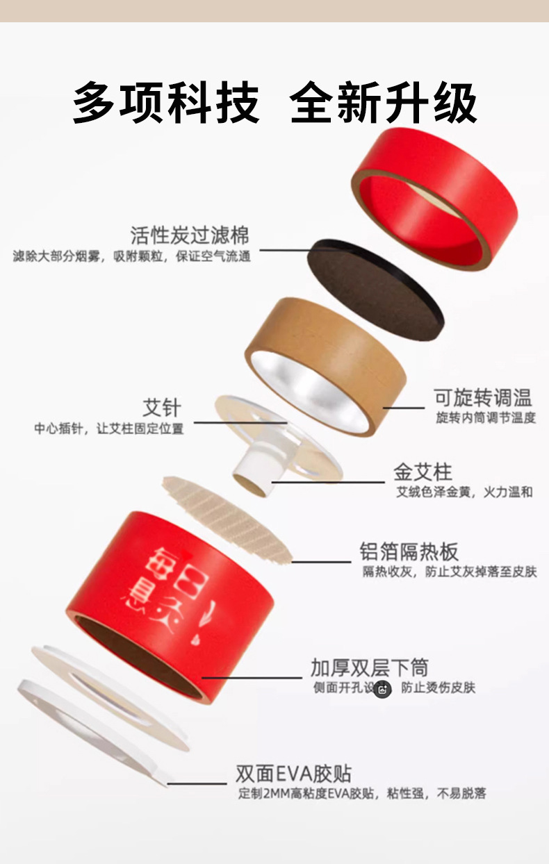 Daily Mini Hanging Moxa Set 3 Moxibustion Tubes 30 Moxa Sticks 30 Patches Portable Warm Relief in use