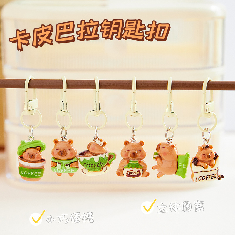 Cute Capybara Resin Keychain Cartoon Elementary School Student DIY Small Gift Accessory Keychain Bag Pendant