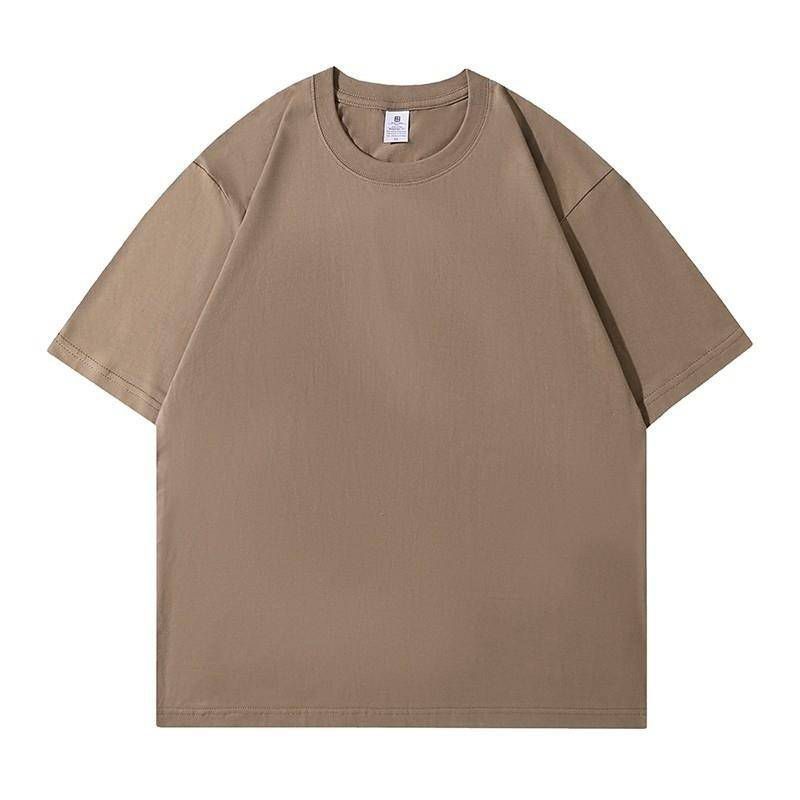 国境を越えた純綿カジュアルシャツ半袖純色丸首tシャツ新夏百合上着通勤カップル服|undefined