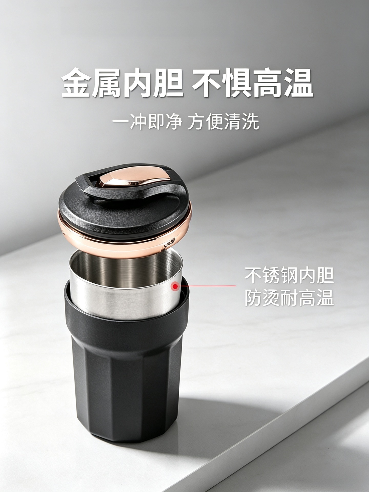 Car ashtray with LED blue light that illuminates when the lid is opened, removable and washable inner liner, metal flame-retardant car ashtray