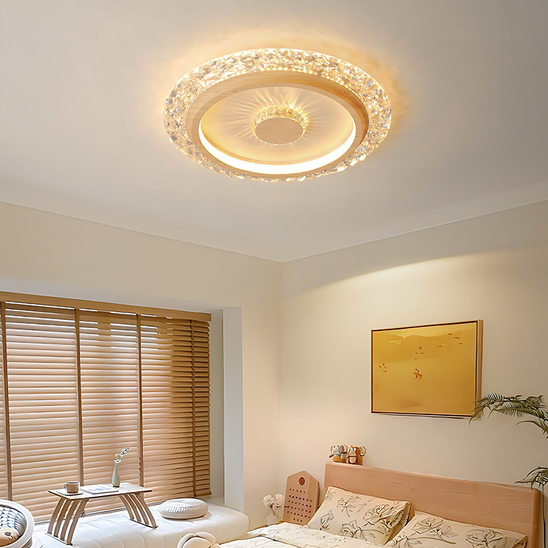 [Selección estricta] lujosa atmósfera sencilla moderna luz de techo inteligente protector de ojos de estilo francés medieval cristal lámpara de habitación principal