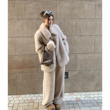 『柔雾渐层』定染毛尖贵气千金感环保皮草外套中古风仿托卡中长款