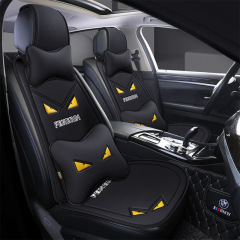 卡通小惡魔小三件座墊四季透氣蜂窩網布汽車坐墊免捆綁三件套批發