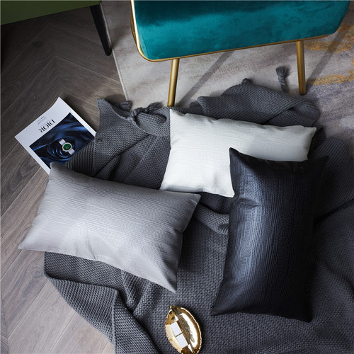Xuai new style pillow for living room light luxury Italian simple technology cloth embossed double-sided soft solid color pillow case