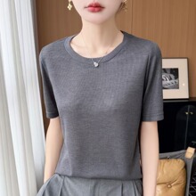 �����¿���������˿Բ�촿ɫ����Ůװ�ٴ�������֯T������С����