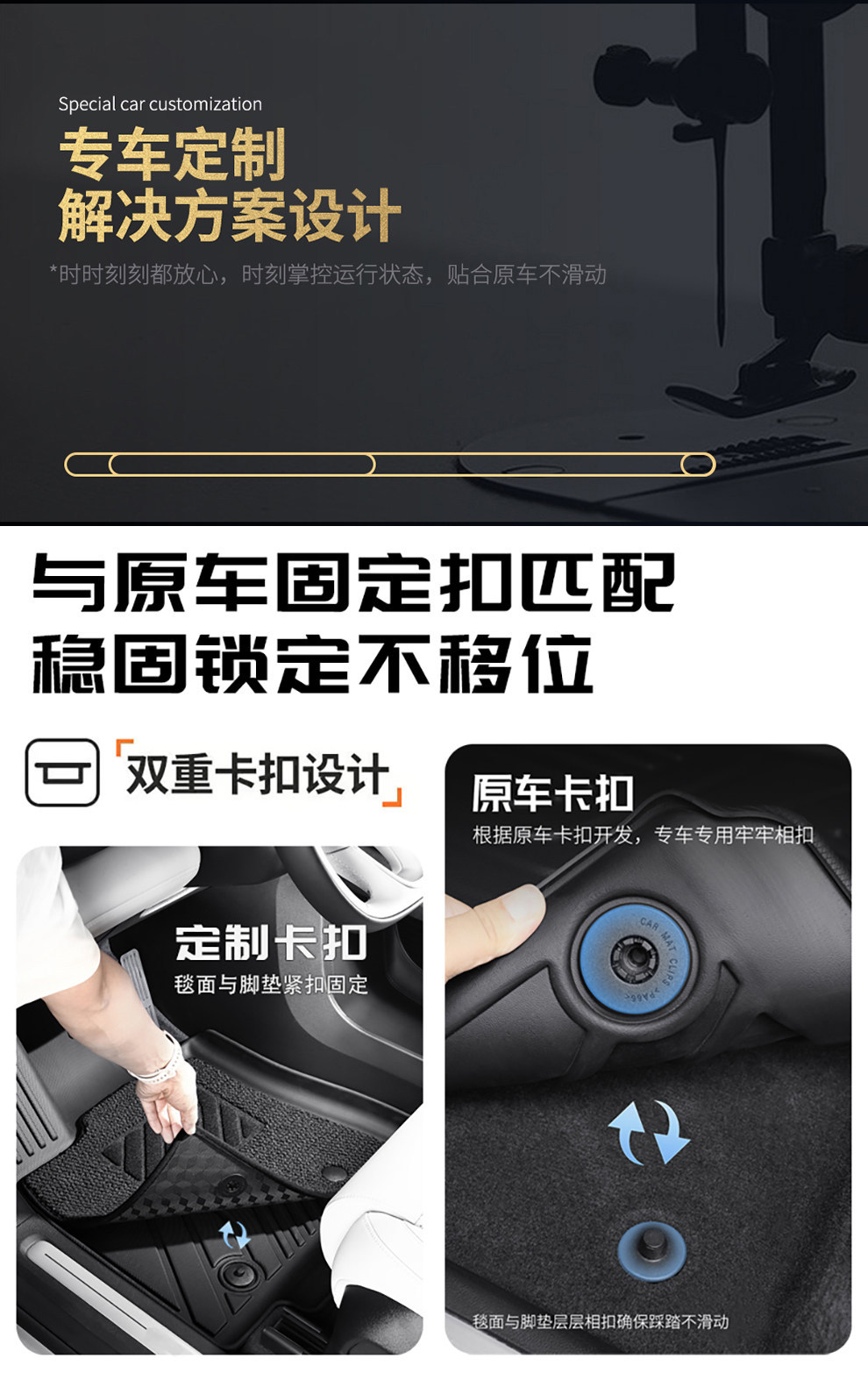 Tpe Car Floor Mats for 16-25 Jaguar Xfl/Xel/Pace Models, Double-Layer Carpet Half-Cover Special Car Floor Mats