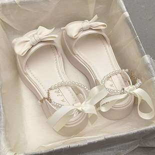 Korean Style Princess Holiday Girl Sandals Women's Summer 2025 New Bow Fairy Style with Skirt Roman Shoes